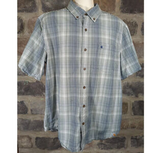 Carhartt Shirt Relaxed Fit Button Down Short Sleeve Gray‎ White Men's Size XL